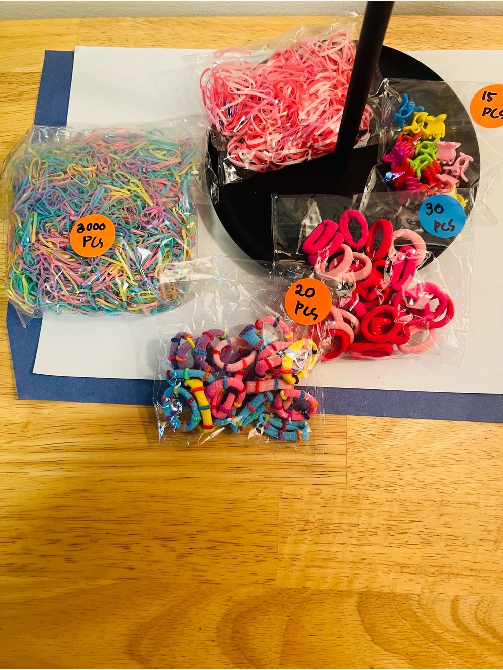 🆕 Assorted Colorful Kids Hair Elastics & Clips Set